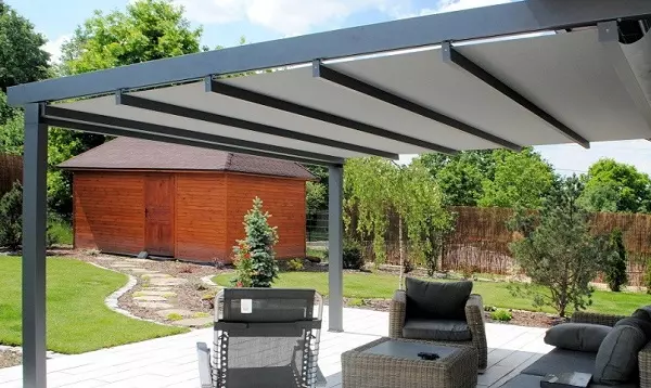 pergola tarasowa, pergola z otwieranym dachem, pergola tkaninowa