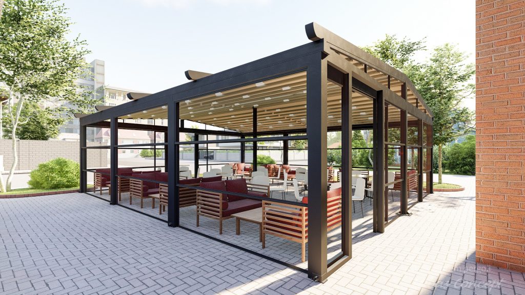 Pergola tarasowa w restauracji